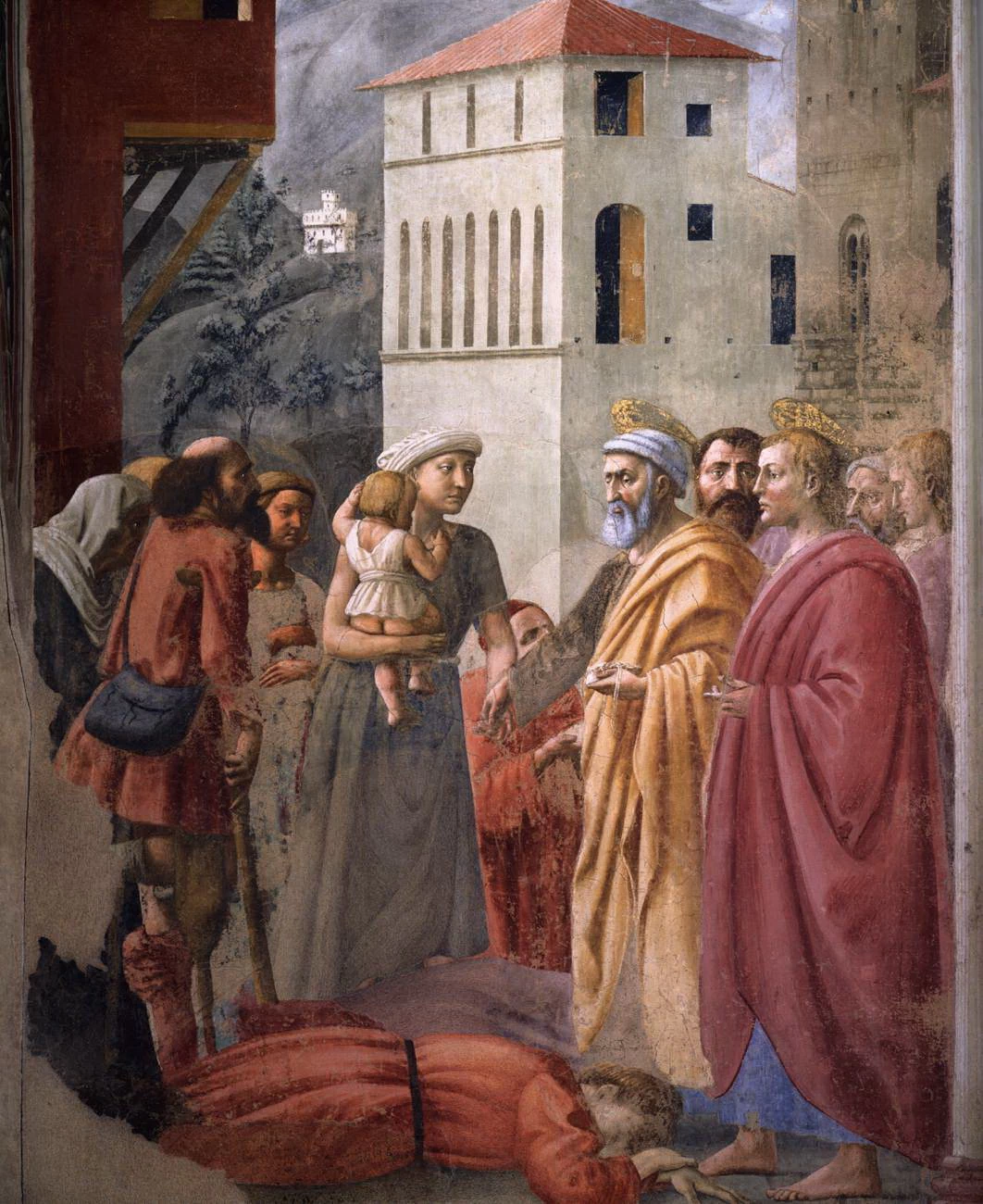 Cappella Brancacci - La distribuzione dell'elemosina e la morte di Anania, S anta Maria del Carmine, Firenze